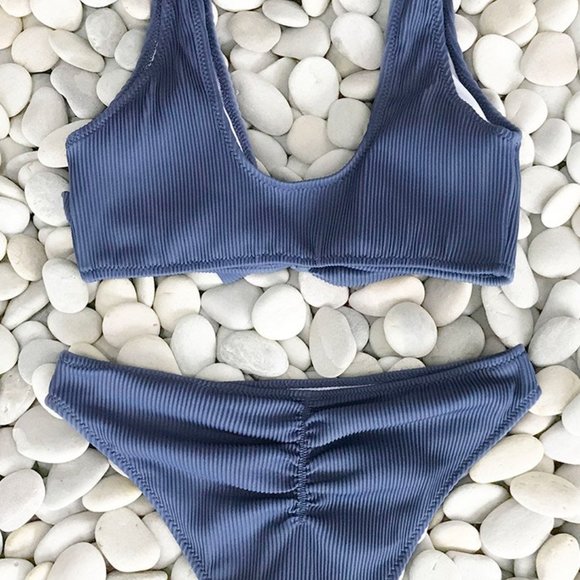 DEEP BLUE LOVE SOLID BIKINI SET - Picture 4 of 4